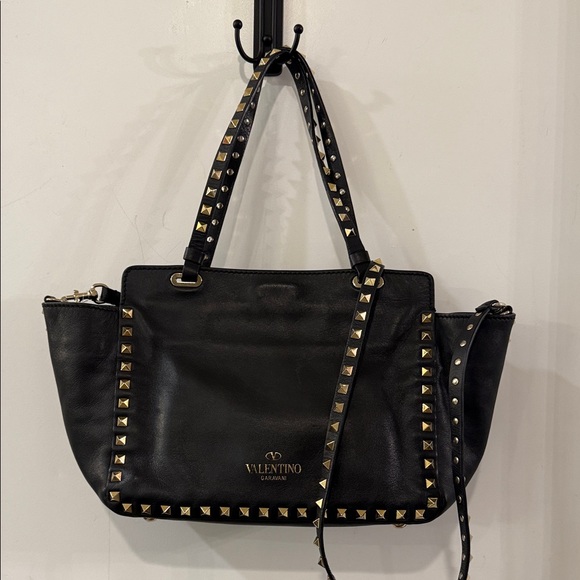 Valentino Black and Gold Rockstud Tote Bag - Picture 1 of 2